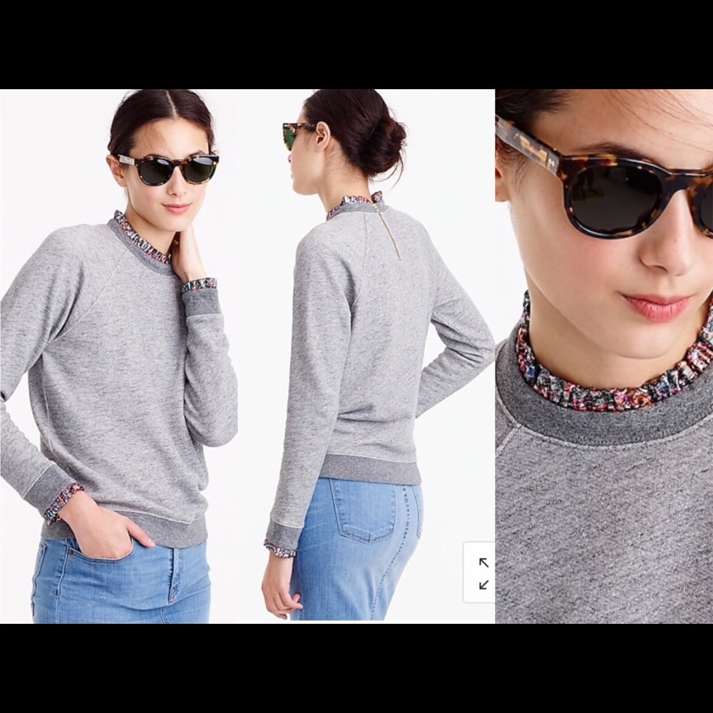 J Crew Metallic ruffle-neck sweatshirt Size xxs